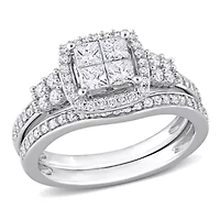 Diamond Bridal Set Ring 10k White Gold