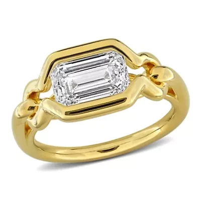 Lab Grown Diamond Ring Yellow Plated Sterling Silver