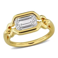 Lab Grown Diamond Ring Yellow Plated Sterling Silver