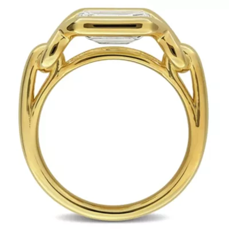 Lab Grown Diamond Ring Yellow Plated Sterling Silver