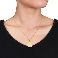 Lab Created White Sapphire Zodiac Sing Pendant with Chain Yellow Plated Sterling Silver
