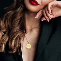 Lab Created White Sapphire Zodiac Sing Pendant with Chain Yellow Plated Sterling Silver