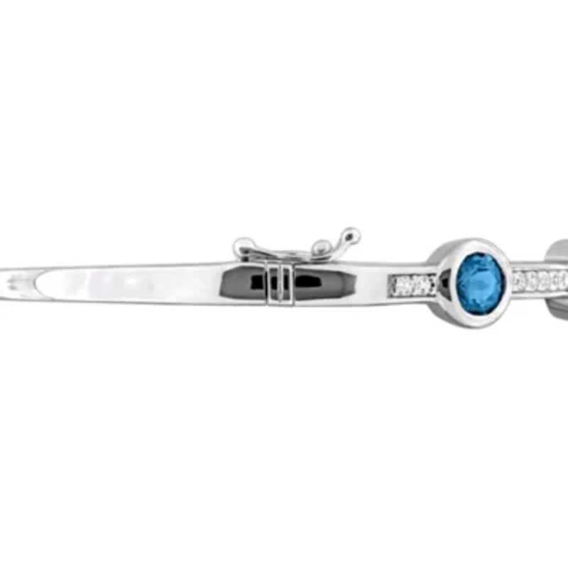 London Blue Topaz & White Topaz Station Bangle in Sterling Silver