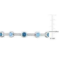 London Blue Topaz & White Topaz Station Bangle in Sterling Silver