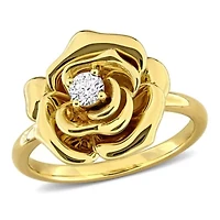 Lab Created White Sapphire Ring Yellow Plated Sterling Silver