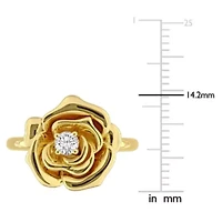 Lab Created White Sapphire Ring Yellow Plated Sterling Silver