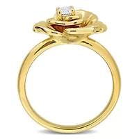 Lab Created White Sapphire Ring Yellow Plated Sterling Silver