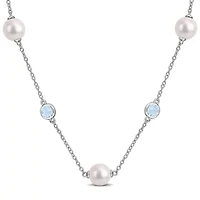 Freshwater Cultured Pearl & Stone Station Necklace