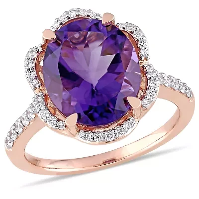 Diamond & Amethyst-Africa Ring 14k Rose Gold