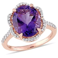 Diamond & Amethyst-Africa Ring 14k Rose Gold