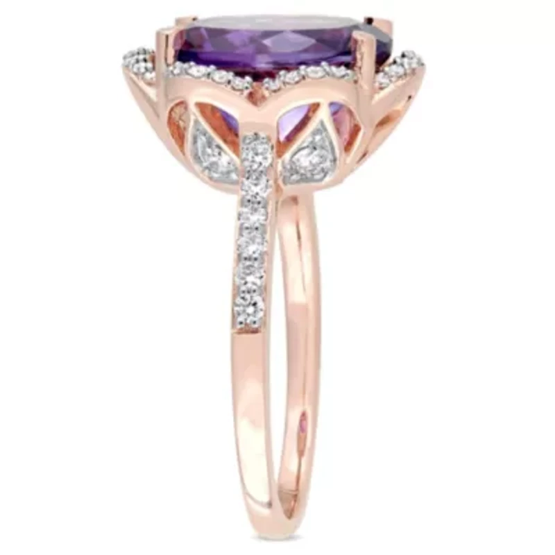 Diamond & Amethyst-Africa Ring 14k Rose Gold