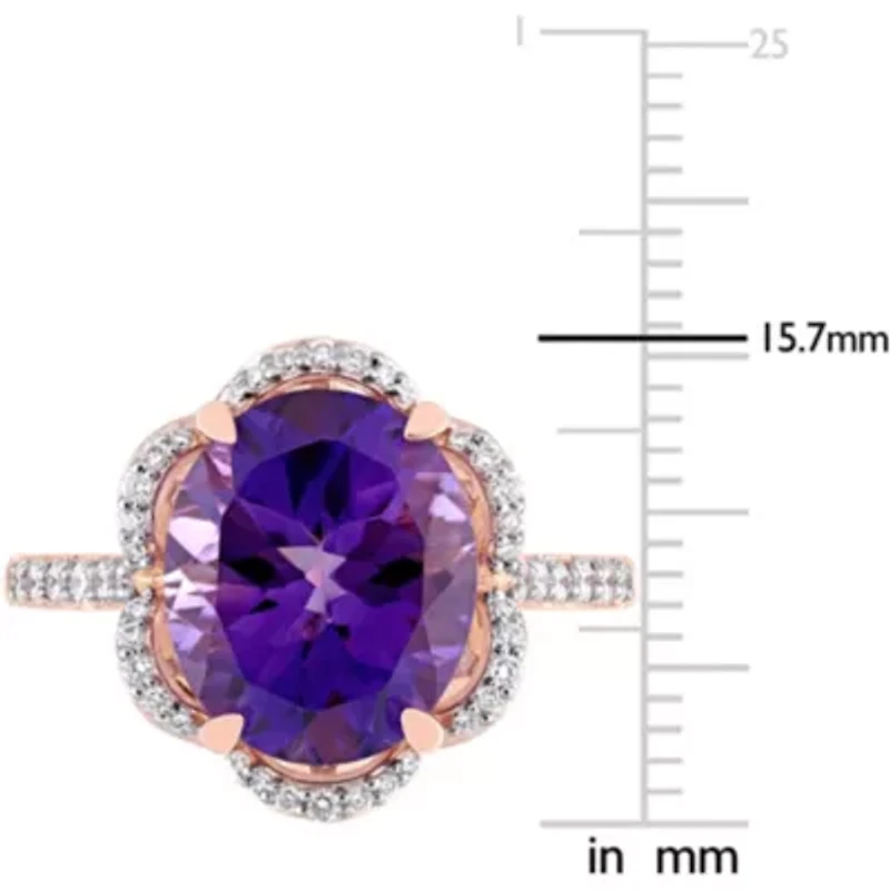 Diamond & Amethyst-Africa Ring 14k Rose Gold