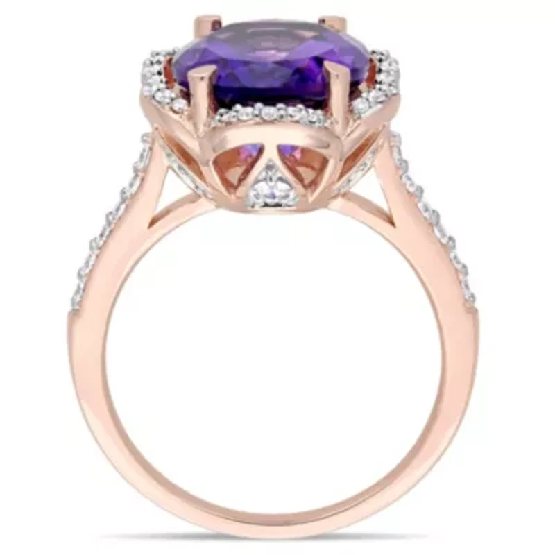 Diamond & Amethyst-Africa Ring 14k Rose Gold