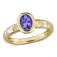 Diamond & Tanzanite Ring 10k Yellow Gold