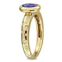 Diamond & Tanzanite Ring 10k Yellow Gold