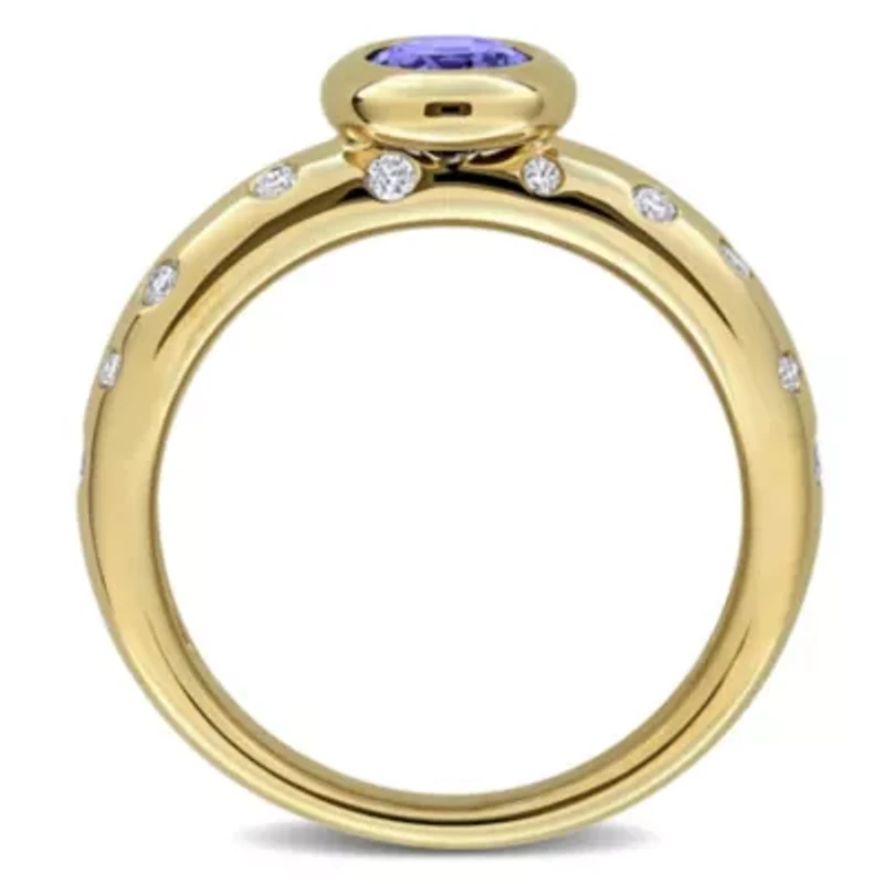 Diamond & Tanzanite Ring 10k Yellow Gold