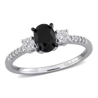 Diamonds Ring 14k White Gold Black Rhodium Plated