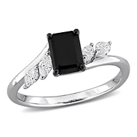 Black & White Diamond Ring 14k Gold