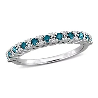 Blue & White Diamond Eternity Ring 10k Gold