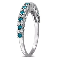 Blue & White Diamond Eternity Ring 10k Gold