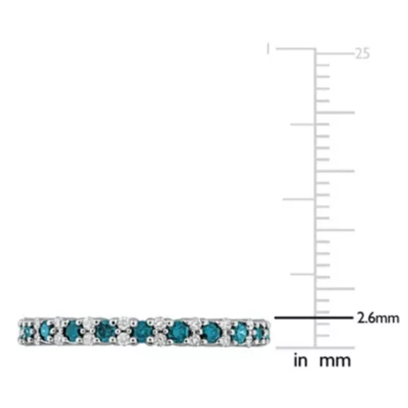 Blue & White Diamond Eternity Ring 10k Gold