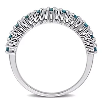Blue & White Diamond Eternity Ring 10k Gold