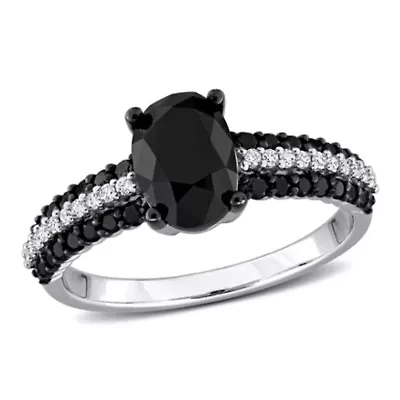 Black & White Diamond Ring 14k Gold