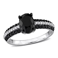 Black & White Diamond Ring 14k Gold