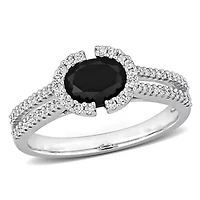 Black & White Diamond Ring 14k Gold