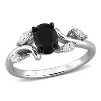 Black & White Diamond Ring 14k Gold Rhodium Plated