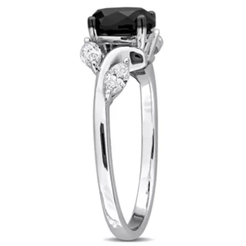 Black & White Diamond Ring 14k Gold Rhodium Plated