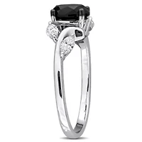 Black & White Diamond Ring 14k Gold Rhodium Plated