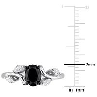 Black & White Diamond Ring 14k Gold Rhodium Plated