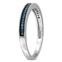 Blue Diamond Ring 10k White Gold Black Rhodium Plated