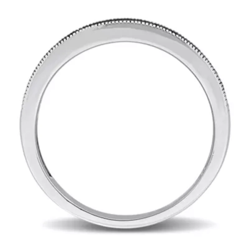 Blue Diamond Ring 10k White Gold Black Rhodium Plated