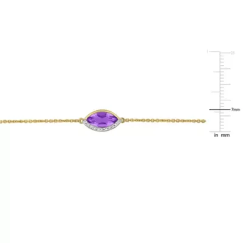 Gemstone and Diamond Station Bracelet 14k Gold