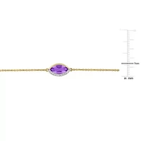Gemstone and Diamond Station Bracelet 14k Gold