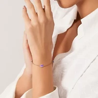 Gemstone and Diamond Station Bracelet 14k Gold