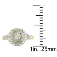 Diamond & Green Quartz Ring 14k Yellow Gold