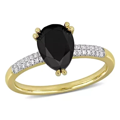 Black & White Diamond Ring 14k Yellow Gold