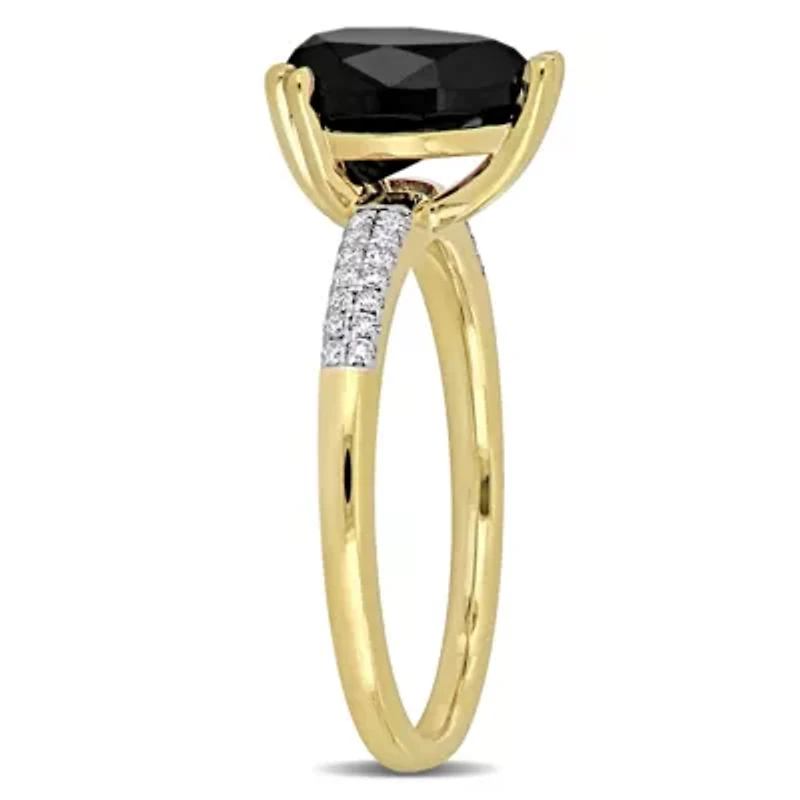 Black & White Diamond Ring 14k Yellow Gold