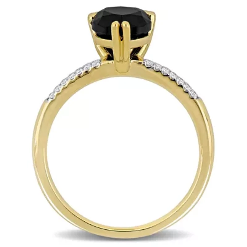 Black & White Diamond Ring 14k Yellow Gold