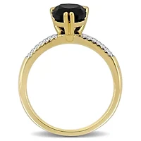 Black & White Diamond Ring 14k Yellow Gold