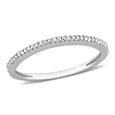 Diamond Accent Wedding Band Ring 14k White Gold