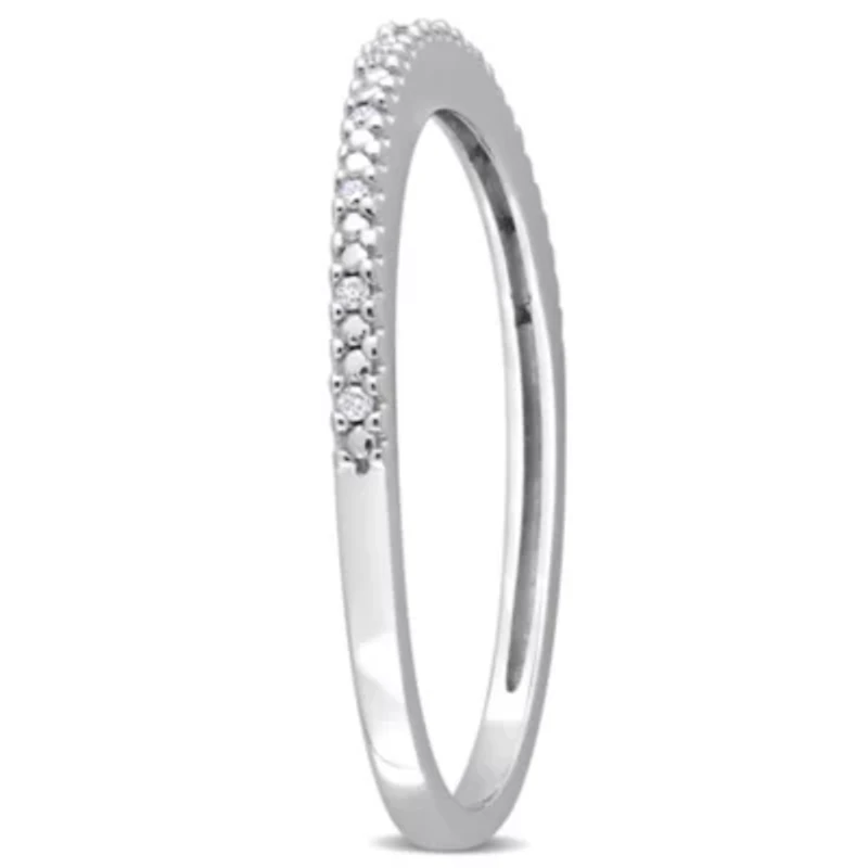 Diamond Accent Wedding Band Ring 14k White Gold
