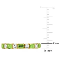 Green & White Sapphire Ring 14k Yellow Gold