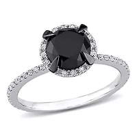 Black & White Diamond Ring 10k Gold