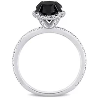 Black & White Diamond Ring 10k Gold