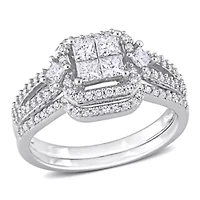 Diamonds Bridal Set Ring 10k White Gold