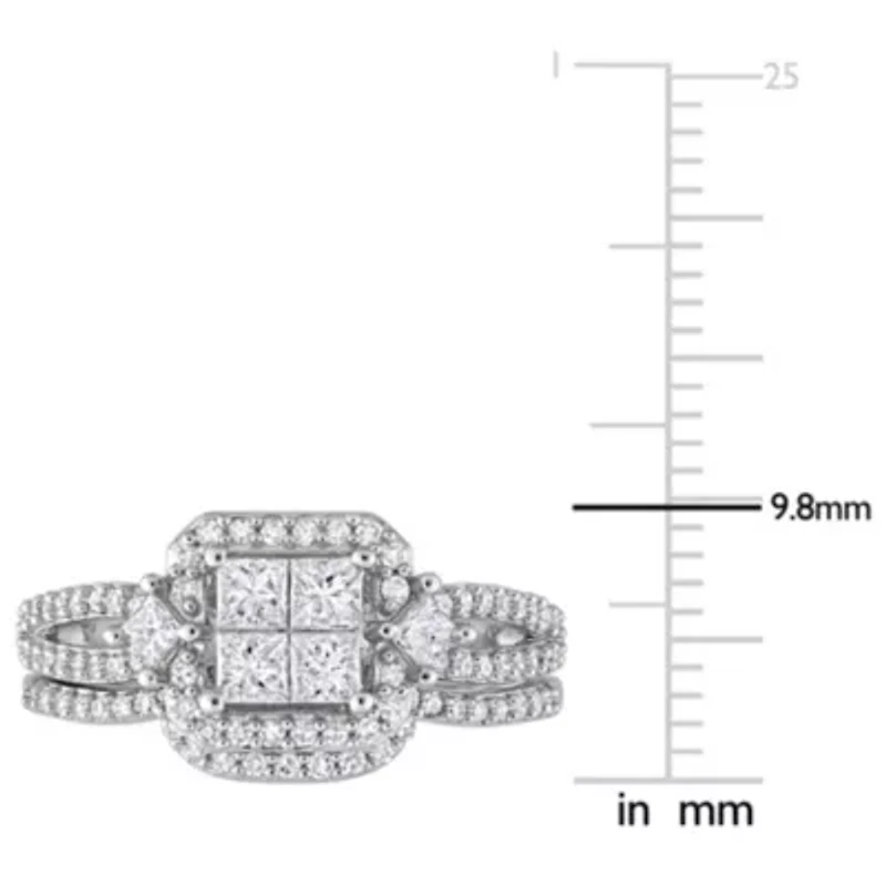 Diamonds Bridal Set Ring 10k White Gold